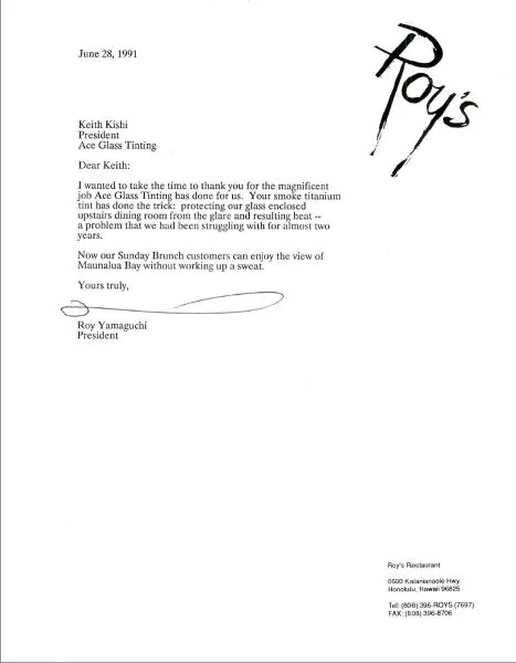 Testimonials — window film by Ace Glass Tinting