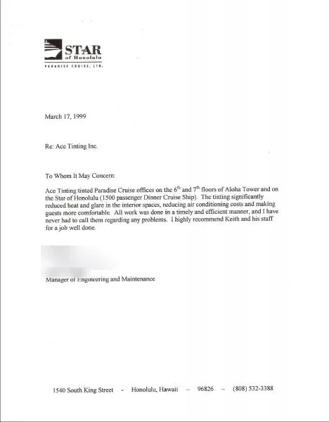 Testimonials — window film by Ace Glass Tinting